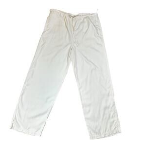 Island Waves 100% Silk Casual Pants Cream Size Large Tie Waist Beach Vacation